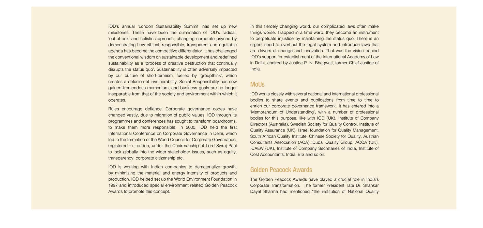 Institute of Directors Journey
