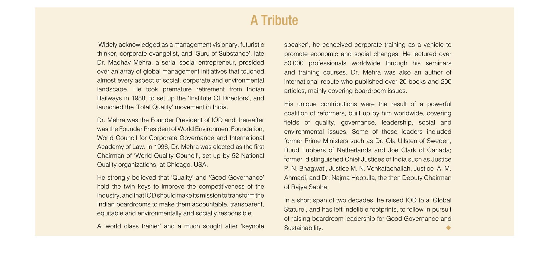 Institute of Directors Journey